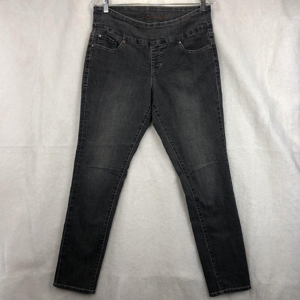 Jag Jeans Women's Sz 10 Pull On Gray Jeans High Rise Skinny Tapered Leg Stretchy